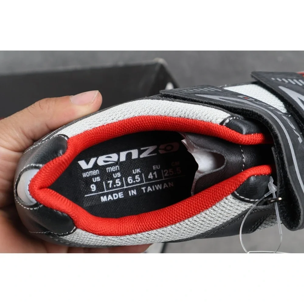 Road Cycling Shoes Womens 9 Mens 7.5 Venzo Biking Riding Shoes SH-R07B- 3 strap